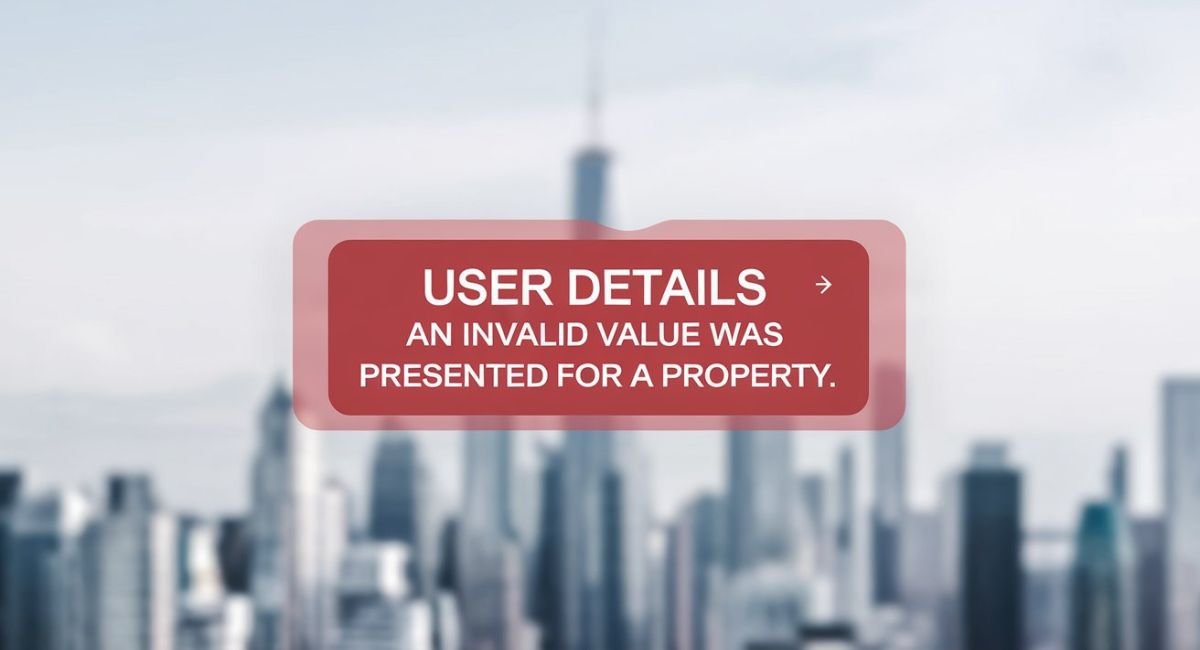 User Details An Invalid Value Was Presented For A Property.